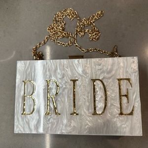 Bride Acrylic Clutch White Marble